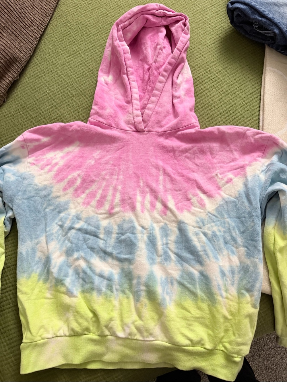 Forever 21 Kids Tie-Dye Hoodie - Pink, Blue & Lime